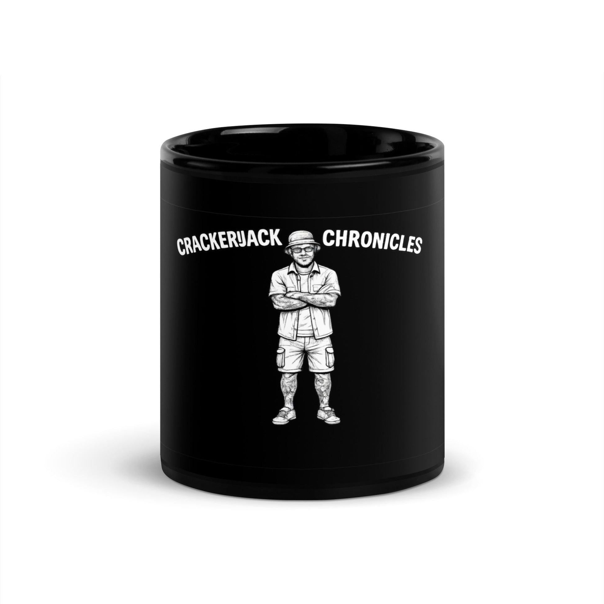 Black glossy mug - Crackerjack Chronicle sleek ceramic mug with glossy finish, durable build, easy to clean for daily use.