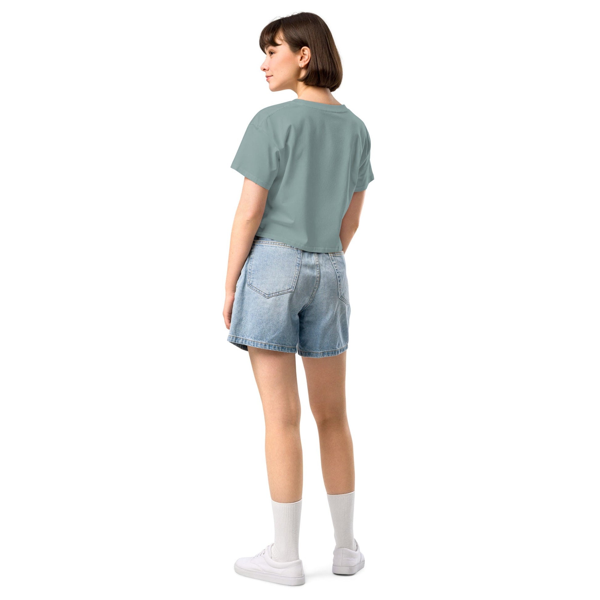 Women’s crop top - Crackerjack Chronicle: cotton tee relaxed fit dropped shoulders, ribbed neck, cropped length for summer.