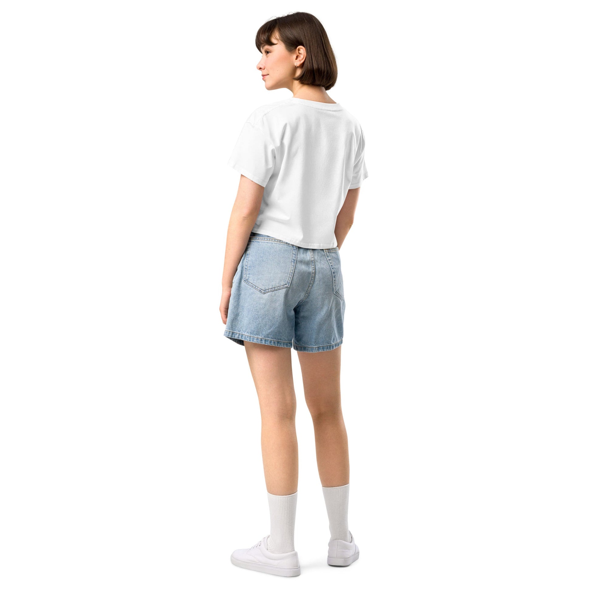 Women’s crop top - Crackerjack Chronicle soft combed cotton tee, relaxed fit, dropped shoulders, ribbed neck, cropped length.