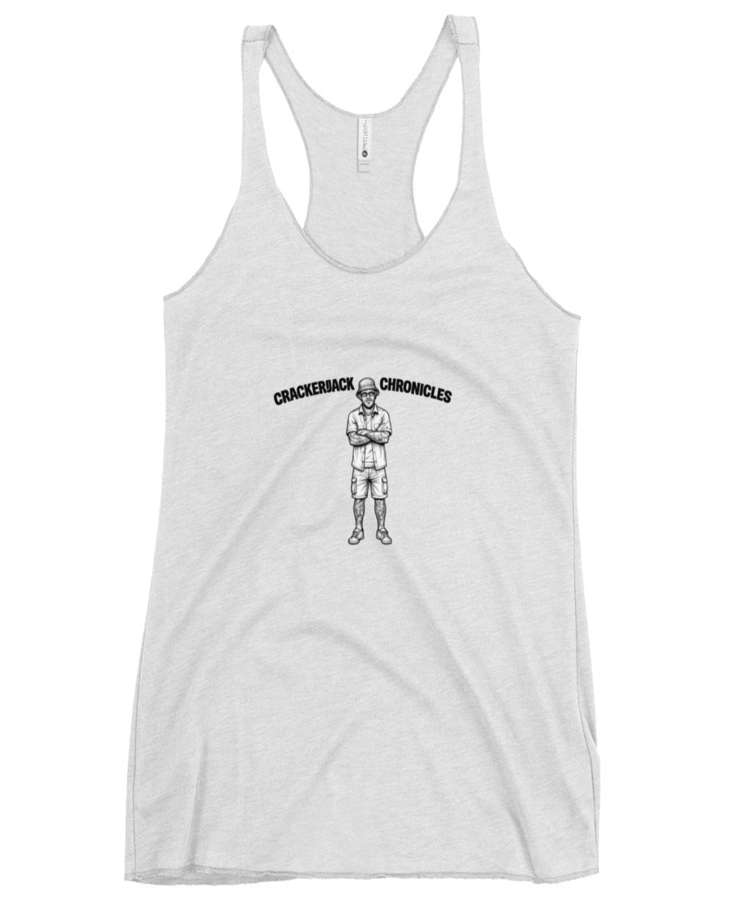 Crackerjack Chronicle women’s racerback tank—light, breathable racerback top for workouts, layering, and summer days.