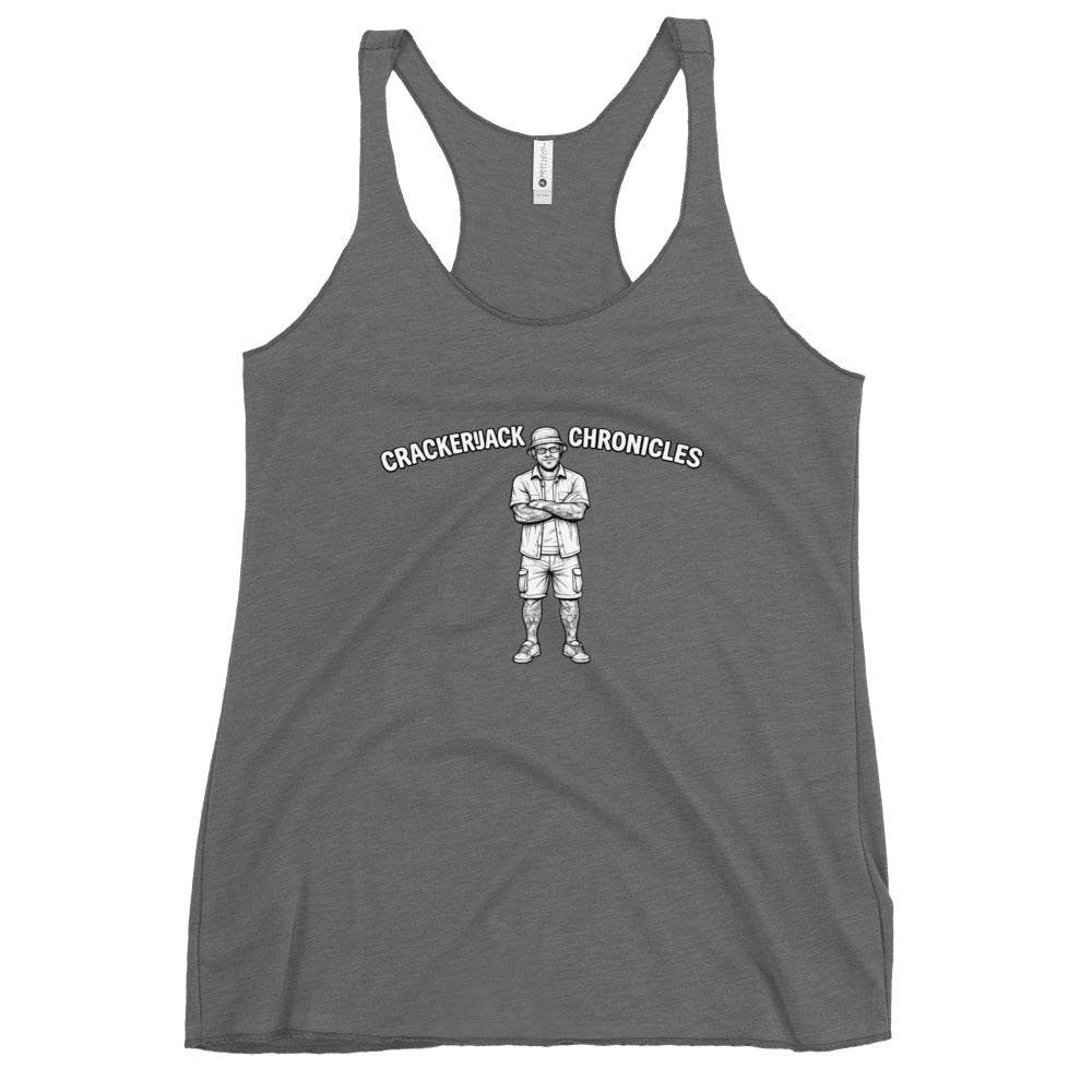 Women’s racerback tank - Crackerjack Chronicle: lightweight breathable racerback top for workouts, layering, and summer wear.